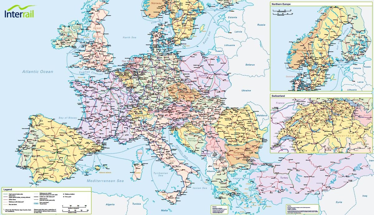 mapa интеррейл Szwajcaria