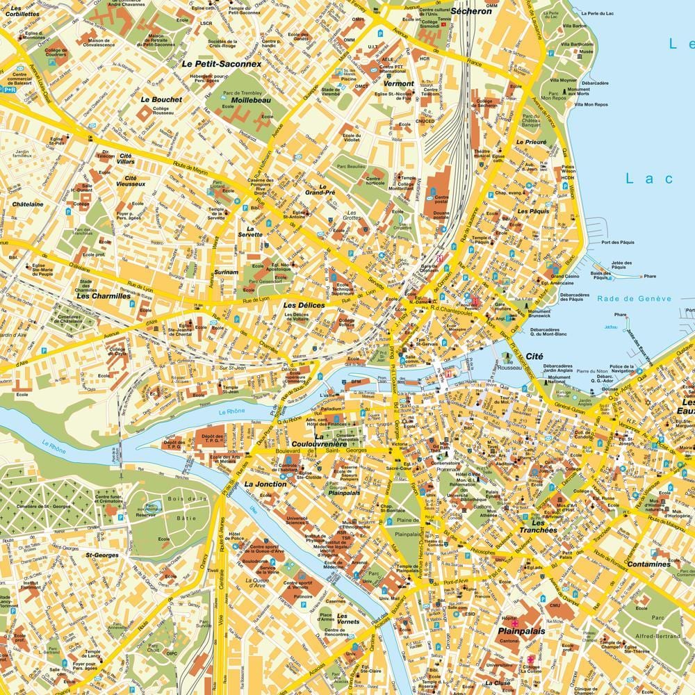 mapa ulic Genewa Szwajcaria