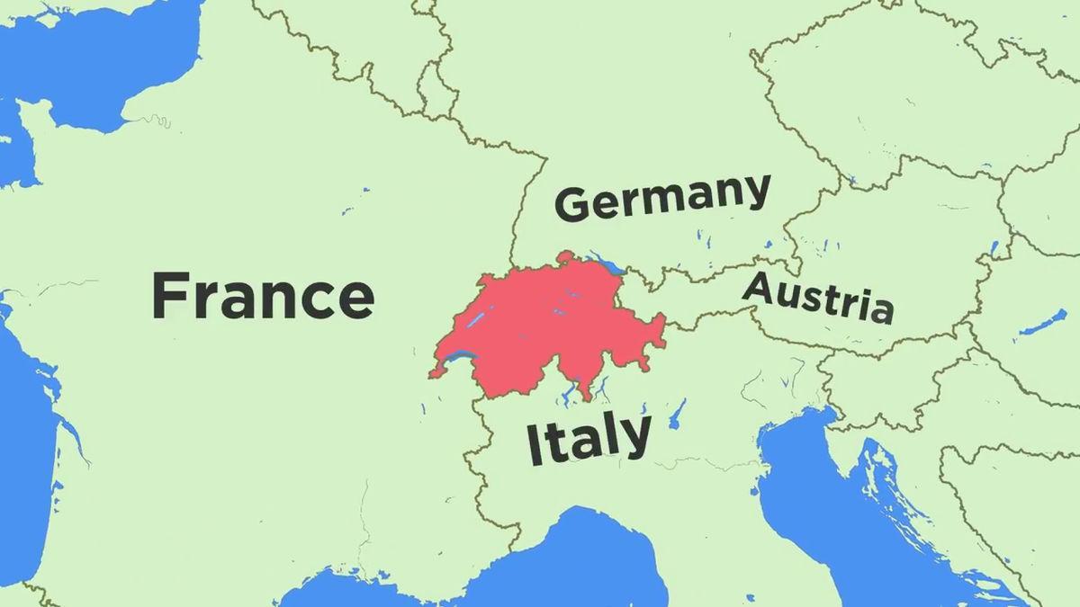 mapa Szwajcarii i krajów sąsiednich