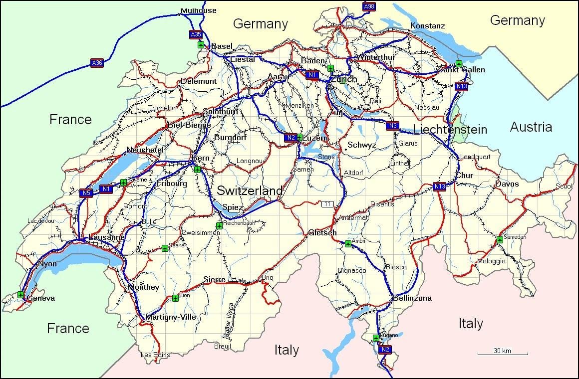 mapa Szwajcarii góry