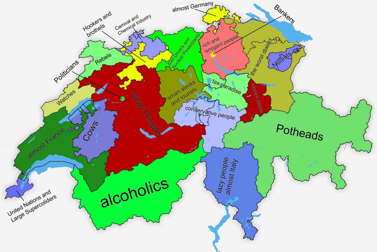 mapa Szwajcarii w kantonie