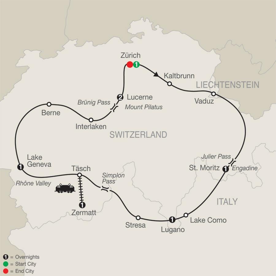 mapa Szwajcarii malownicze dyski