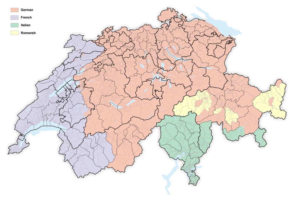 mapa Szwajcarii język