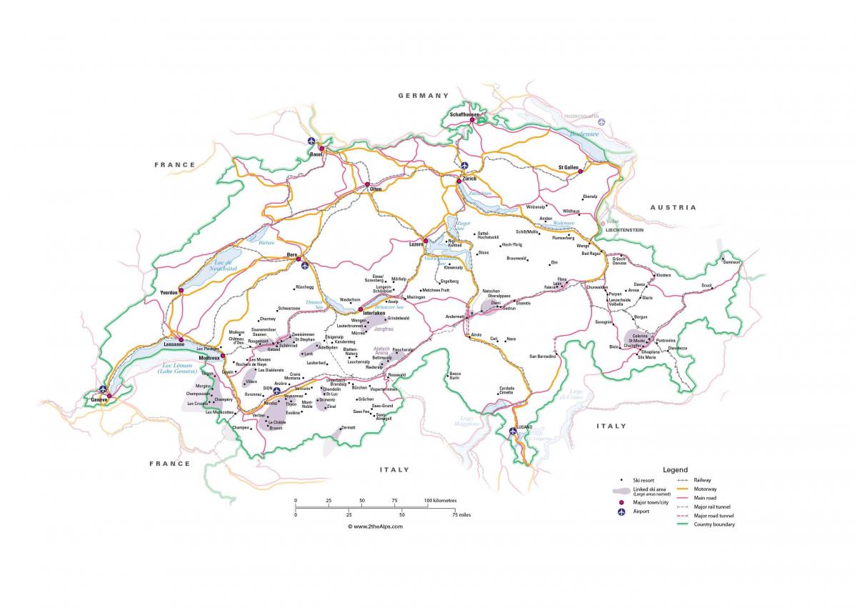 Szwajcaria zabytki mapa