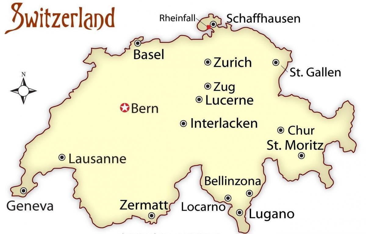mapa Szwajcarii, stolica 
