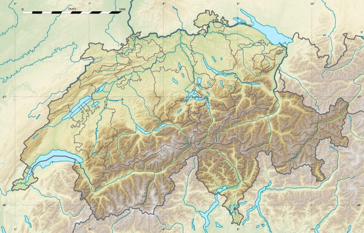 mapa Szwajcarii ulgę