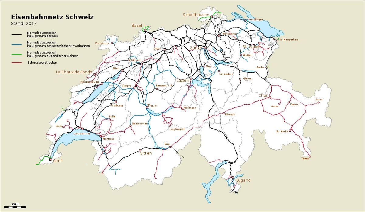 mapa Szwajcarii porty