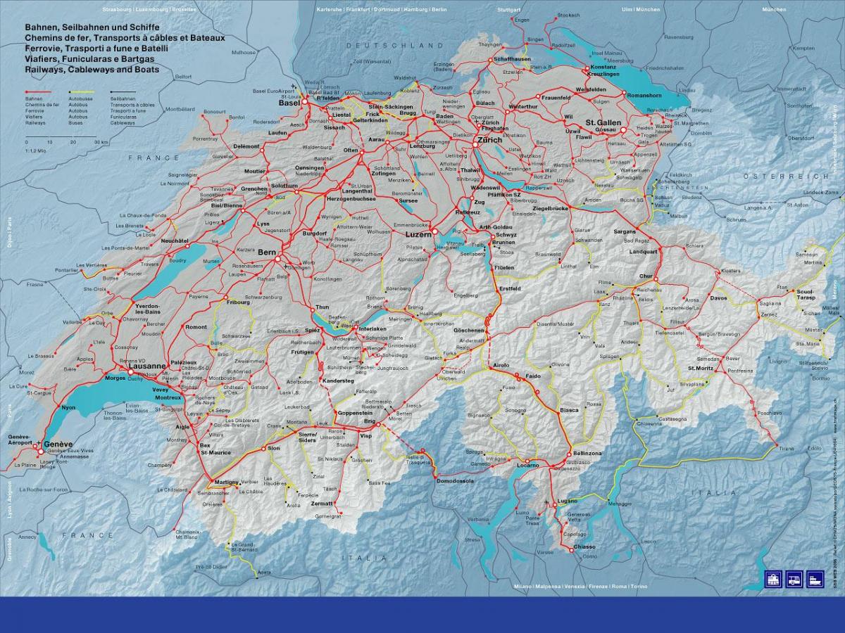 mapa сбб mapie Szwajcarii