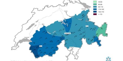 Mapa śniegu mapie Szwajcarii