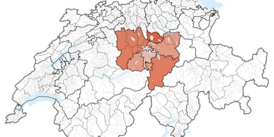 Mapa środkowej Szwajcarii 