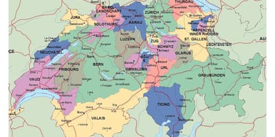 Mapa Szwajcarii z miastami