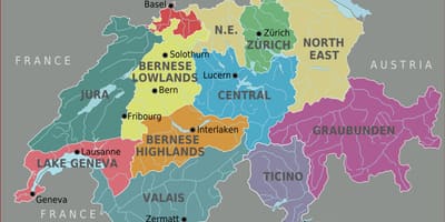 Mapa Południowej Szwajcarii