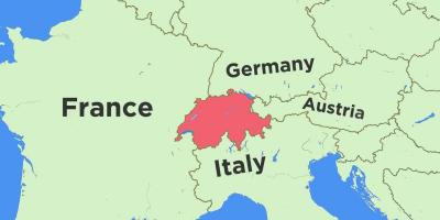 Mapa Szwajcarii i krajów sąsiednich
