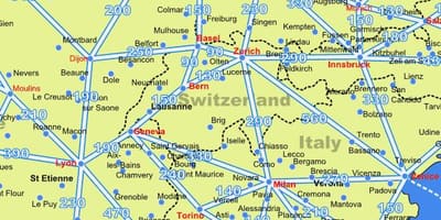 Mapa Szwajcarii mapa z odległościami