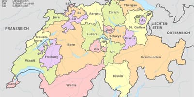 Mapa Szwajcarii i okolicy