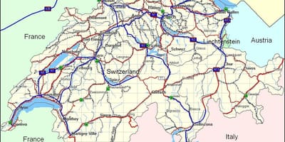 Mapa Szwajcarii góry