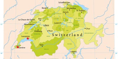 Mapa jeziora Genewskiego, Szwajcaria