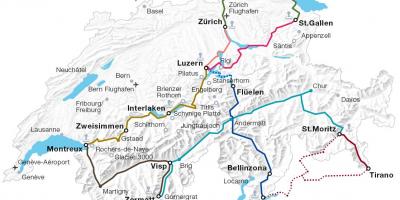 Szwajcaria dworca trasę na mapie