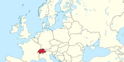 Mapa świata ze Szwajcarią podkreślił