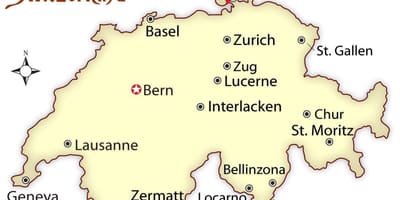 Mapa Szwajcarii, stolica 