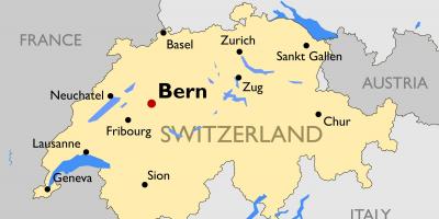 Mapa Szwajcarii z dużych miast