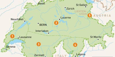 Mapa regionów Szwajcarii